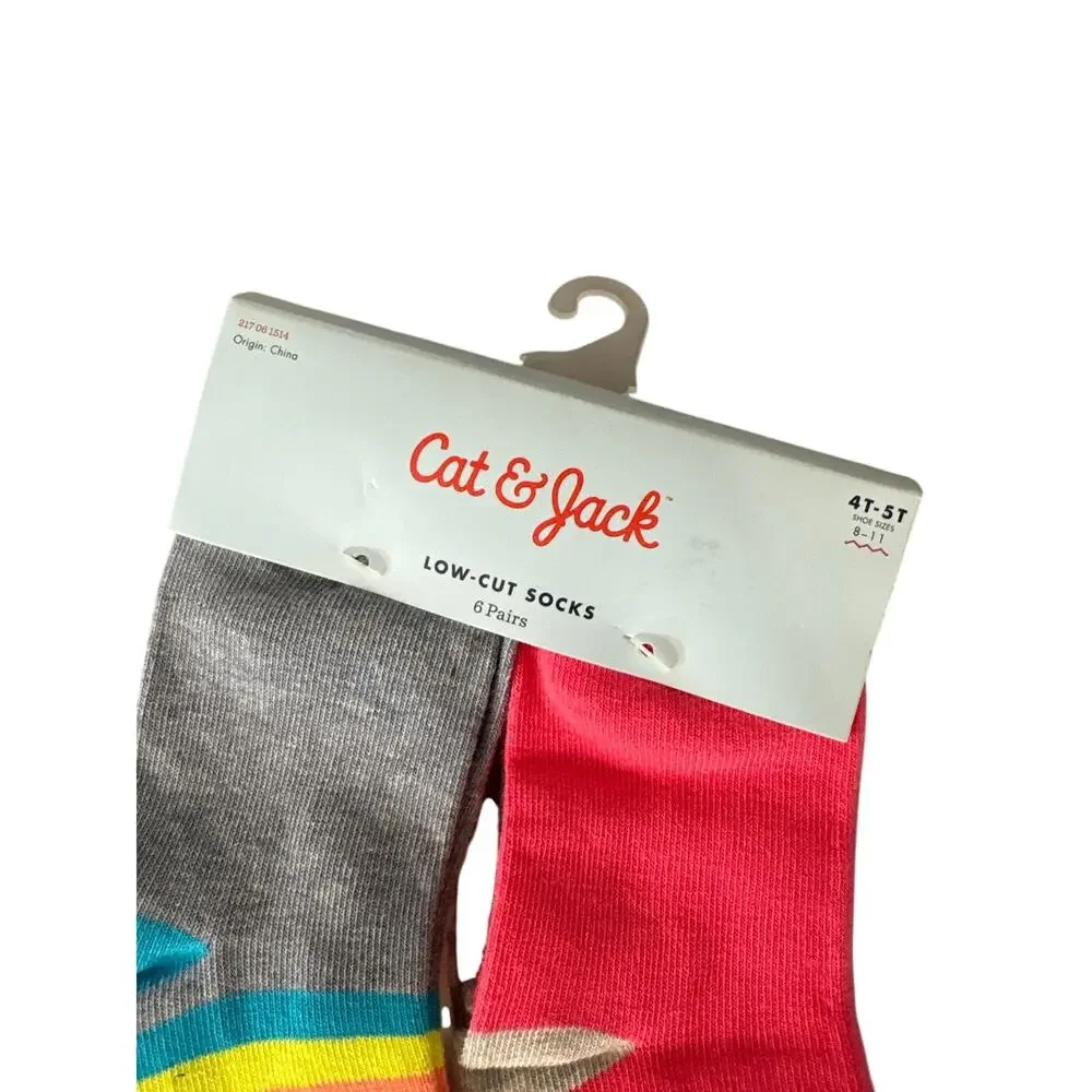 Cat & Jack Girls Low-Cut Socks 6 Pairs Multicolor Neutral Size 4T-5T 8-11 New